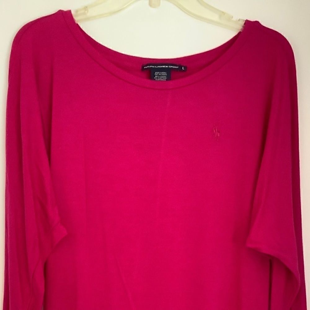 Ralph LAUREN SPORT LOGO MAGENTA DOLMAN SLEEVES WOMAN TOP SIZE L​​